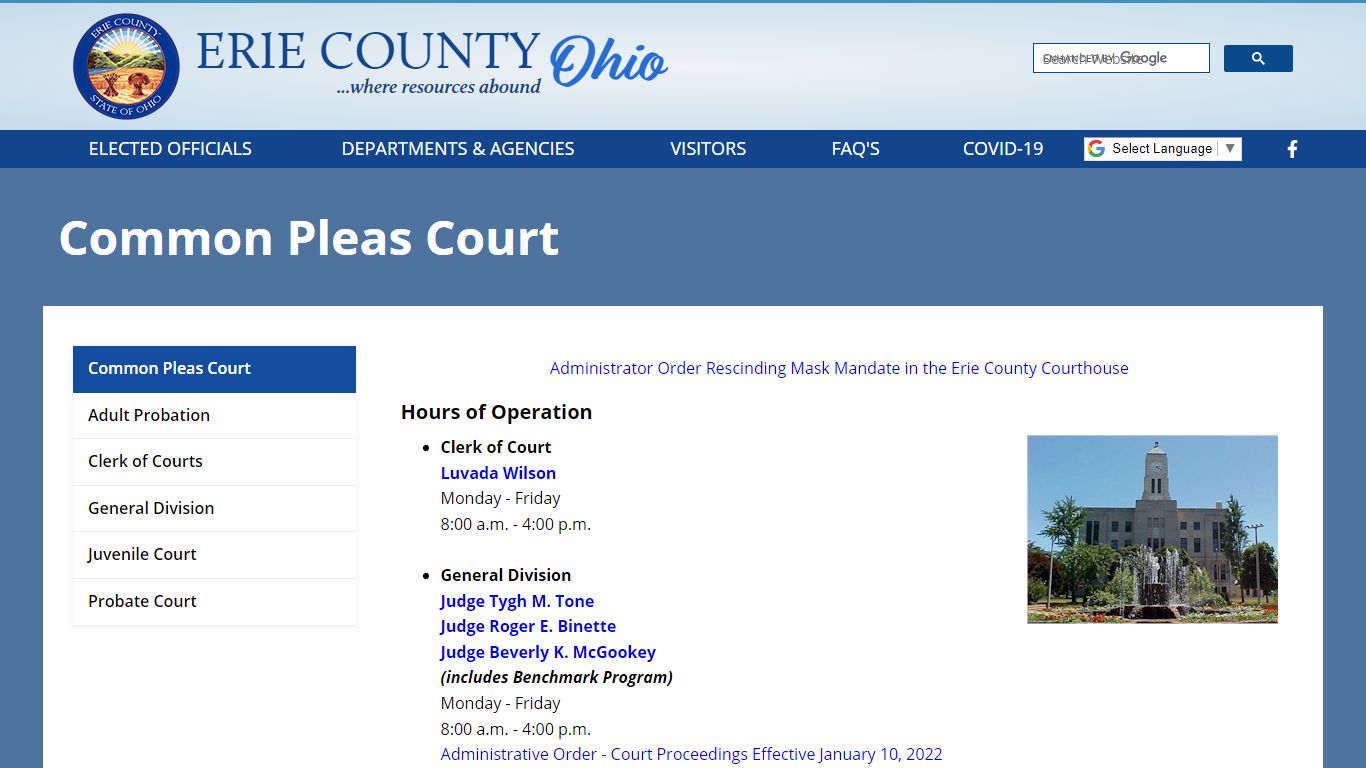 Common Pleas Court - Erie County, Ohio